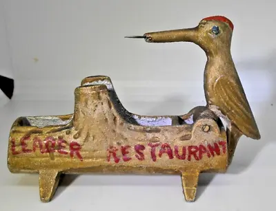 Vintage Cast Woodpecker Toothpick Holder Leader Restaurant Marietta Ohio • $65