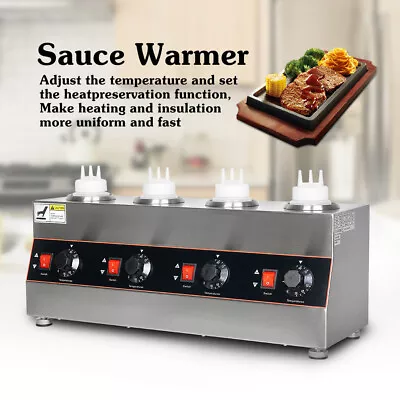£214 • Buy Commercial Sauce Warmer 4 Burners Hot Chocolate Jam Melting Machine Dispenser