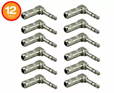 12 X 1/4  Male Right Angle TRS Stereo Audio Cable Plugs 6.35mm Connector Adapter • $25.99