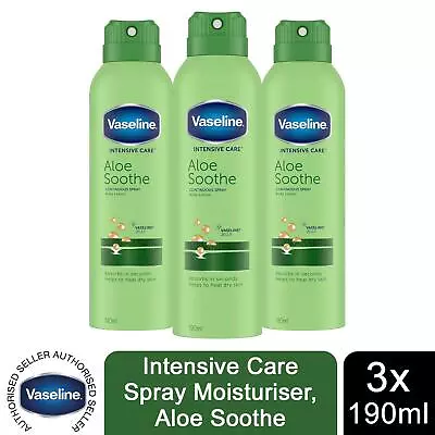 Vaseline Intensive Care Spray Moisturiser Aloe Soothe 3 Pack 190ml • £15.49