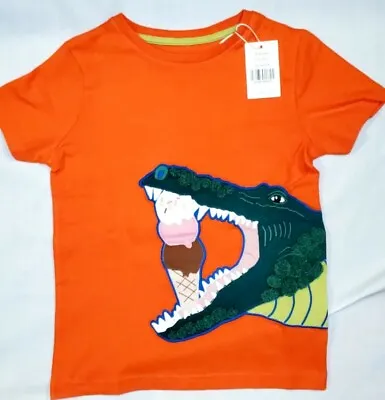 MINI BODEN Alligator Applique Shirt Crocodile Ice Cream Orange NWT New 5-6 • $31.98