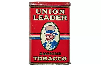 Rare 1910s  Union Leader  Litho Hinged Pocket Tobacco Tin In Very Good Condition • $190