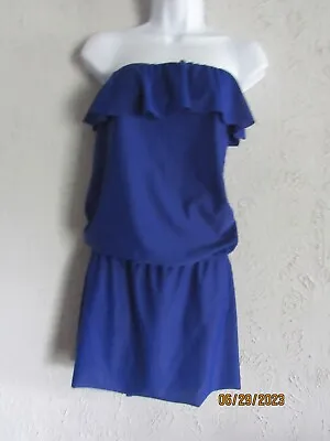 Eco Swim Nwt Sz L Royal Blue Off Shoulder Ruffled Mini Dress Beach Cover Up • $10