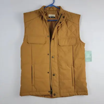 Magellan Hickory Canyon Vest Men's S Brown Solid Quilted Pockets Zipper New • $30.09