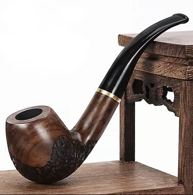 New Tobacco Pipe Classic Ebony Wood Tobacco Smoking Pipes 9mm Filter Element • $25.98