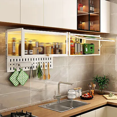  Wall-mounted Cabinet With Hanging Board With Holes White Translucent Kitchen  • $81.70