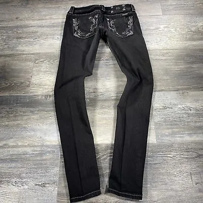 Miss Me Skinny Jeans Womens Size 26 (28x31)Black Embellished Rhinestones  • $25