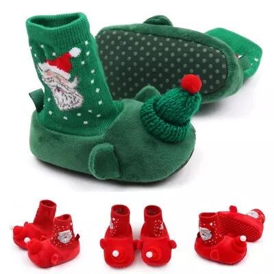 Baby Sock Slippers Winter Warm Christmas Floor Socks Indoor Infant Soft Sole • $14.09