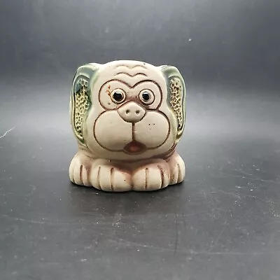Vtg Small (3 Inch) Pottery Stoneware Planter Dog (monkey?) • $12.50