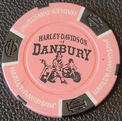 DANBURY HD (Design 1) CONNECTICUT (Pink/Black) Harley Davidson Poker Chip • $6.49