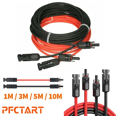 1 Pair Solar Panel Extension Cable Wire Black & Red 10 AWG Connector PV Cable UK • £23.99