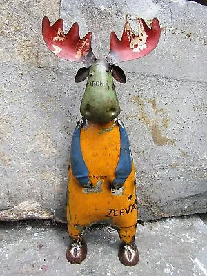 Rustic Small 13  Tall Repurposed Scrap Metal Moose Statue Home Farm Garden Decor • $52.99