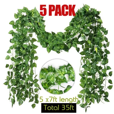 5x Artificial Hanging Plant Fake Vine Ivy Leaf Greenery Garland Home Party Decor • £3.99