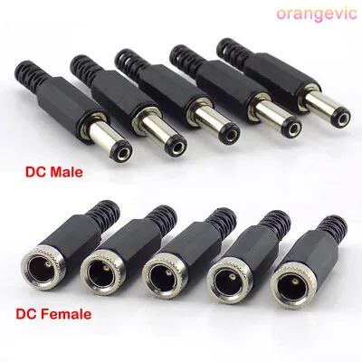 10/5Pcs 5.5*2.1mm Male + Female Pair DC Power Plug Socket Jack Connector • £3.35