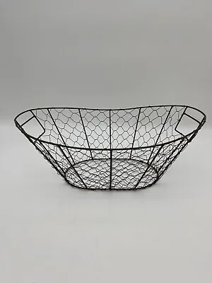 Vintage Chicken Wire Basket With Handles Large Size Farmhouse Decor • $25
