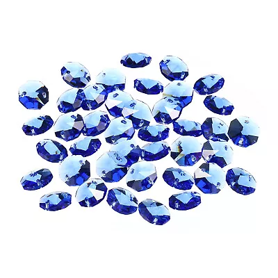 £6.85 • Buy 40Pcs 14mm Crystal Octagon Beads Chandelier Parts Hanging Beads Blue
