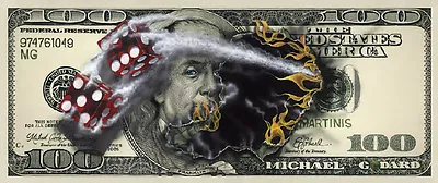 Michael Godard $100 BILL W/DICE S/N EDITION Giclee Canvas #68/200 • $1795