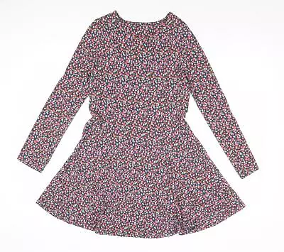 Marks And Spencer Girls Multicoloured Geometric Cotton Skater Dress Size 12-13 Y • £3.25