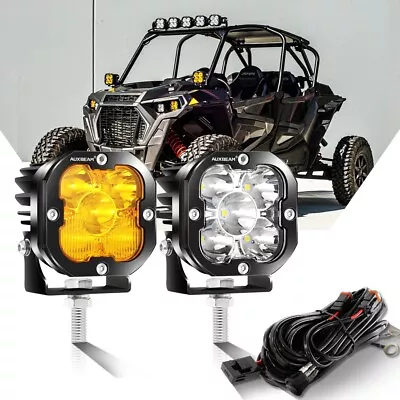 AUXBEAM 3 Inch 80W LED Work Light Bar Pods White & Amber For Can-Am Maverick X3 • $119.79