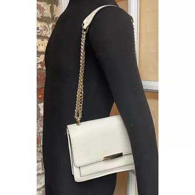 Michael Kors Cream Jade Leather Shoulder Bag Purse Gold Hardware • $35