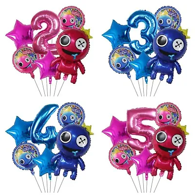 6pcs Rainbow Friends Themed Party Foil Number Balloon Kids Birthday Decorations • £9.95