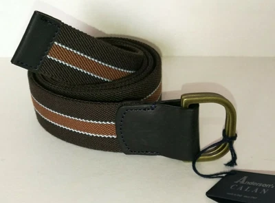 £59.99 • Buy ANDERSONS BROWN STRIPED FABRIC LEATHER MENS BELT BRASS BUCKLE 95cm 36  BNWT