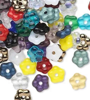 Beads Mix 100 Czech Pressed Glass 5x2mm Flower Spacer Color Mix With 0.8mm Hole • $9.87