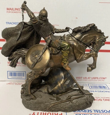 10  VIKING WARRIOR Rearing On Horse Statue / Sculpture Antique Bronze Finish • £57.06