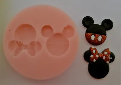 Mickey & Minnie Mouse Heads Silicone Mould For Cake Toppers Chocolate Clay Etc • £4.99