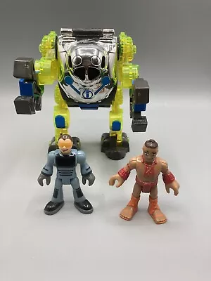 Fisher Price Mattel Imaginext Dino Riders Exosuit Mech + 2 Figures • $14