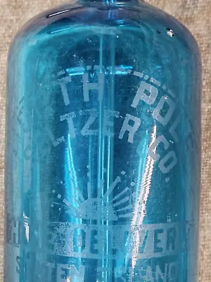 Vintage North Pole Blue Glass Seltzer Bottle Staten Island New York Czechoslovak • $45