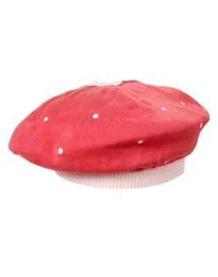 NWT GYMBOREE SWEET PARIS PINK DOT BERET WINTER HAT Size 3-6 Mo • $12.59