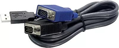 2-in-1 USB VGA KVM Cable 1.83m (6 Feet) VGA-SVGA HDB 15-Pin Male To Male USB • $14.05