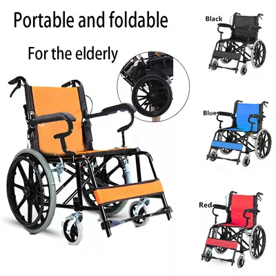 20  Folding Wheelchair ✅Park Brakes Lightweight Soft Mobility Aid Max Load 120kg • $157.89