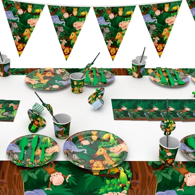 £3.95 • Buy Safari Jungle Tropical Party Animal Tableware Set Paper Baby Shower Kid Birthday