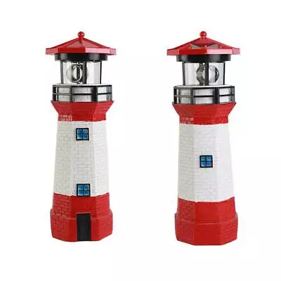 LED Solar Powered Lighthouse Garden Rotating Light Tower Lighting House Decor • £16.33