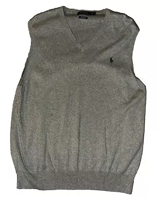 Men’s Polo Ralph Laure Heather Gray Sleeveless Sweater Vest Mens Size XL • $24.95