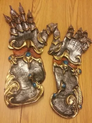 Medieval Knight Gauntlet Larp Cosplay Dark Ages Evil Gems Gold Silver Armor • $44.86