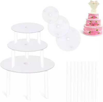 Vicloon Cake Dowel Rods Set 9 Pcs Plastic Cake Support Rods White Cake Stand • £7.23