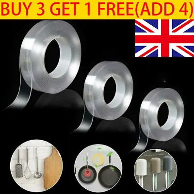 5M Nano Double-Sided Adhesive Tape Grip Removable Clear Washable & Traceless Gel • £4.49