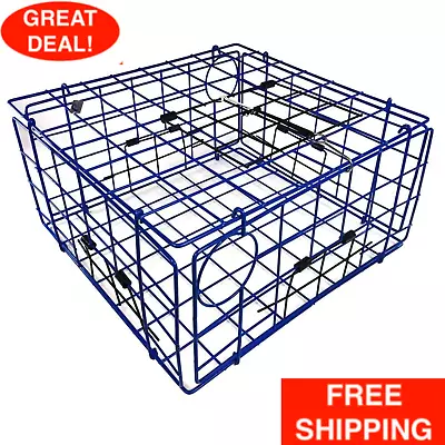 Folding Crab Trap Metal Catcher Lobster Trap Pot Box Basket Top Door Bait Cage • $68.99