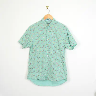 GANT Mens Light Green Short Sleeve Summer Shirt Surf Printing Medium M Size • £21.50