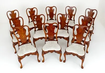 Set Queen Anne Dining Chairs Walnut Furniture • £5650