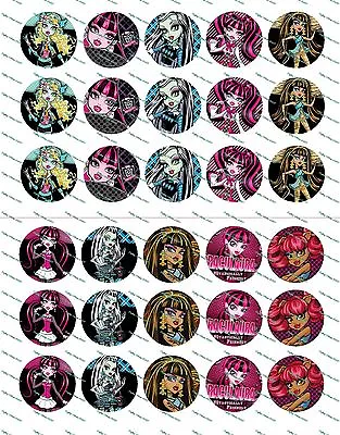 30 Precut 1  Monster High Bottle Cap Image Set 1 • $8.99