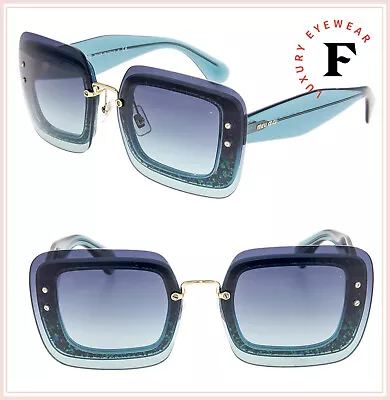 MIU MIU REVEAL Sunglasses MU01RS Turquoise Blue Azure Glitter Gradient 01R Women • $244.80
