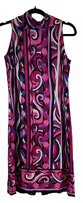 Maggy London Women’s 10 Pink Purple 100% Silk Dress Sleeveless Print D60 + • $24.49