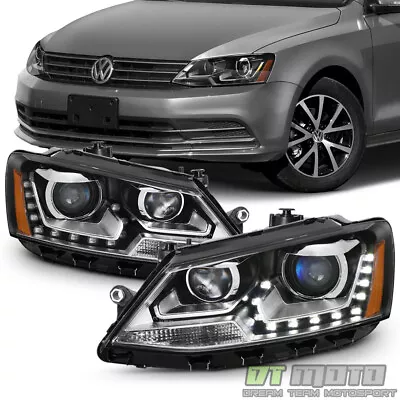 Halogen Model 2011-2018 VW Jetta Sedan LED U-Shape DRL Projector Blk Headlights • $268.99