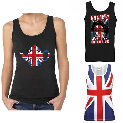 Girls Queen Teapot Union Jack Flag Flag T Shirt Ladies Vest Tank Top • £8.32