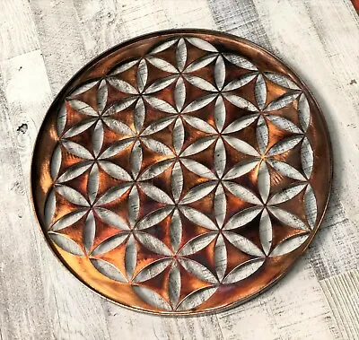 Flower Of Life Metal Wall Art 18  X 18  Copper/Bronze Plated • $127.98
