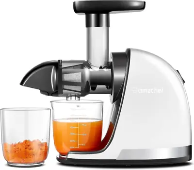 AMZCHEF Juicer Machines - Cold Press Slow - Masticating White  • £104.99